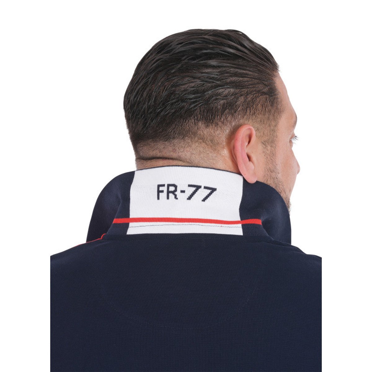 Polo en coton biologique marine uni pourvu d'un col boutonné bleu foncé, RUCKFIELD