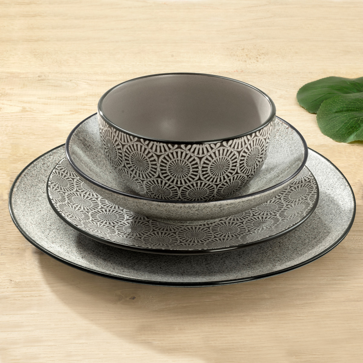 Coffret 6 assiettes plates - TESS gris, MEDARD DE NOBLAT
