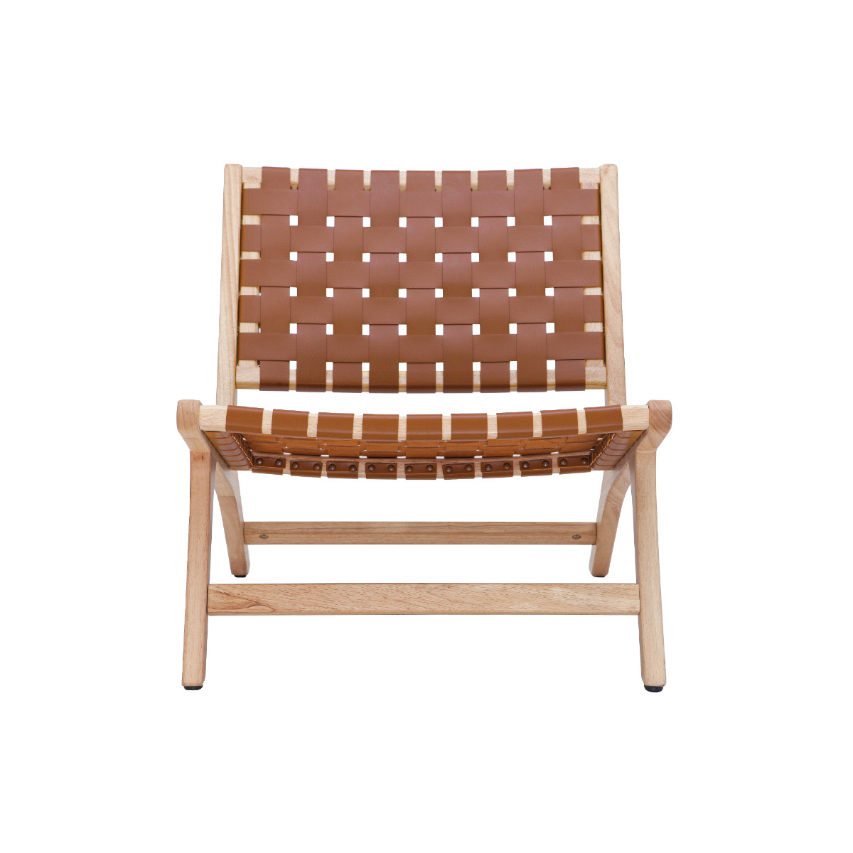Fauteuil ethnique en bois et sangles tressées marron BONDI marron, MILIBOO