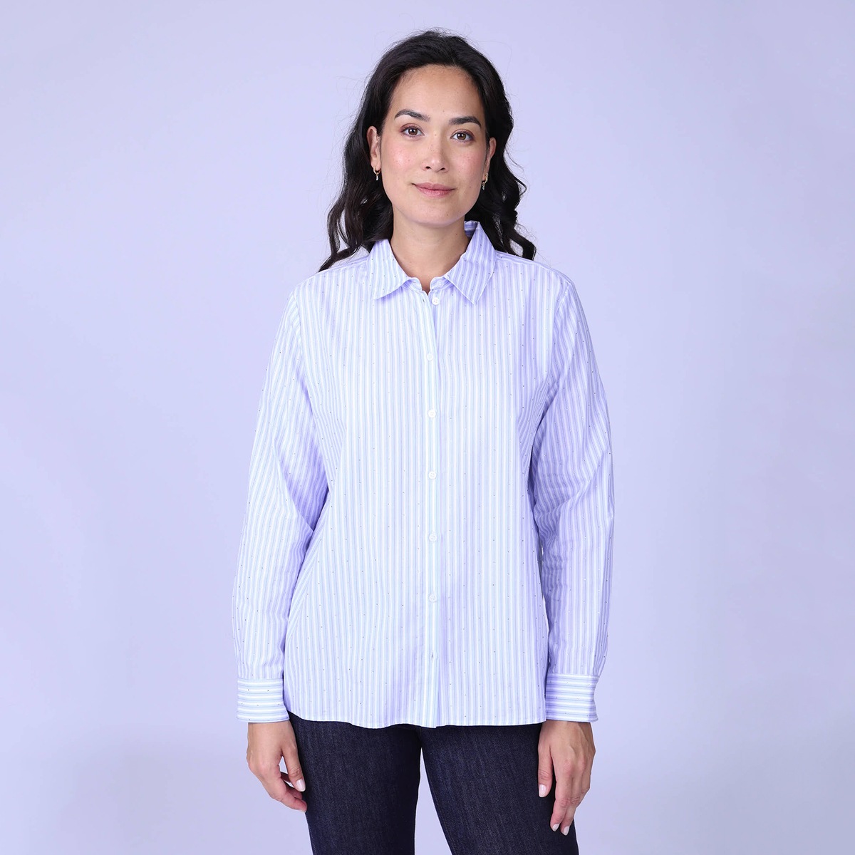 Chemise rayée Holena bleu ciel, MISE AU GREEN