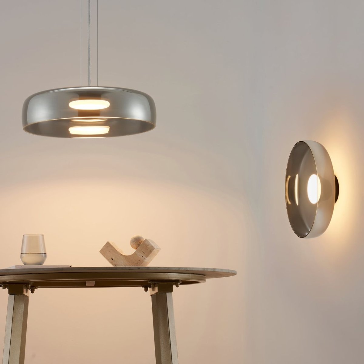 Suspension LED en verre fumé - RICCARDO noir et gris fumé, KOSILUM