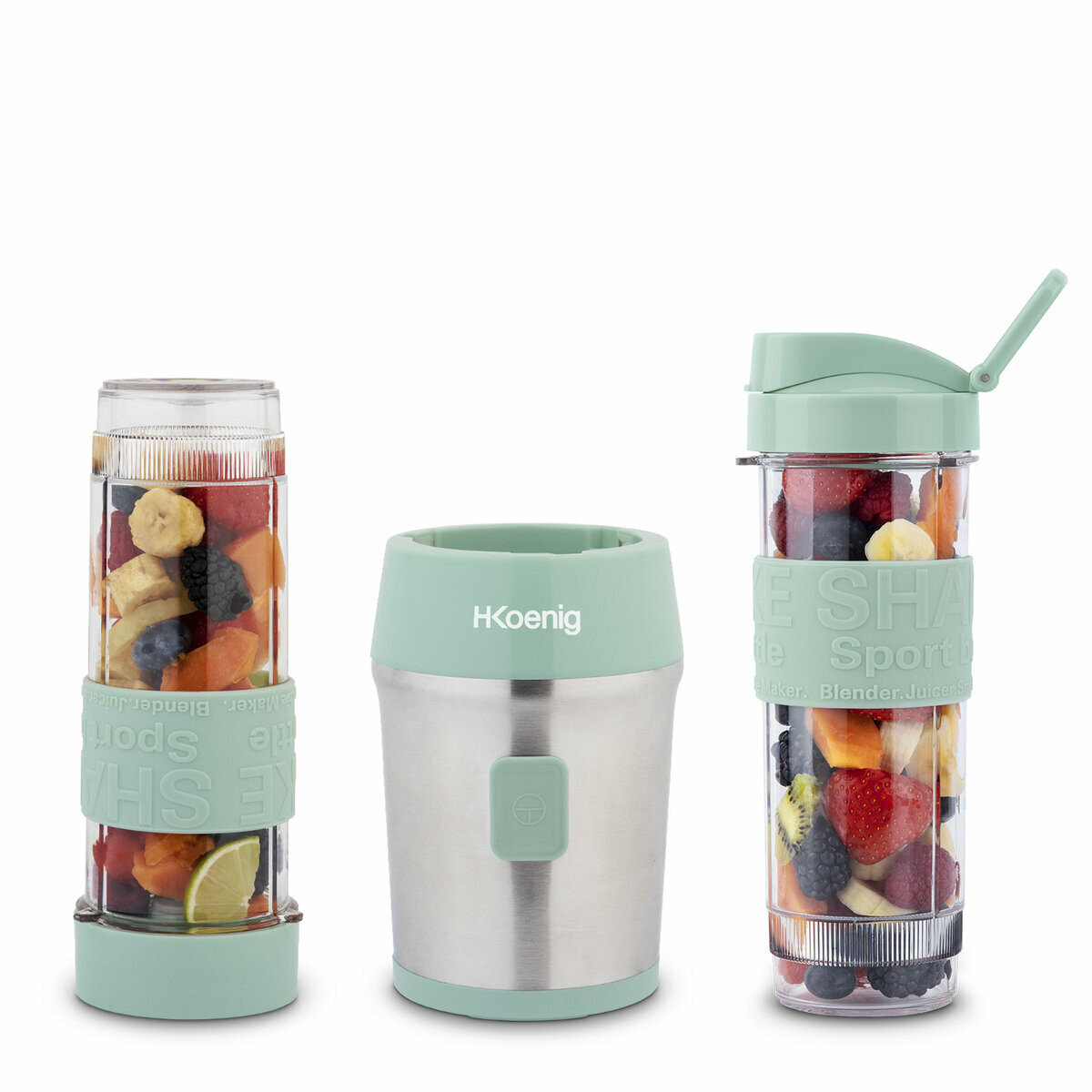 Blender portable et kit bouteilles - smoo18+btl18 vert, H.KOENIG