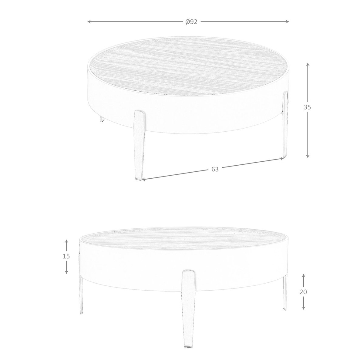 Table basse ronde en noyer, bois et acier poli beige | l'or | noyer, ANGEL CERDA