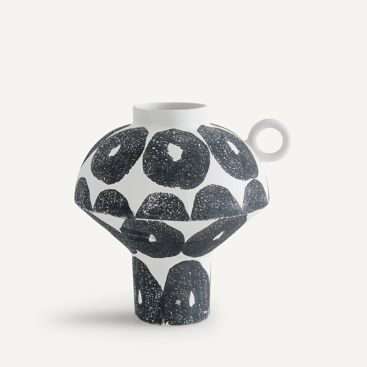 Vase en céramique mate tachetée, Breto noir/blanc, AM.PM