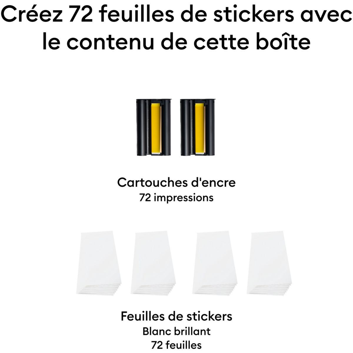 Accessoire Autocollants 72f blanc + 2 encres Stick couleur unique, CRICUT