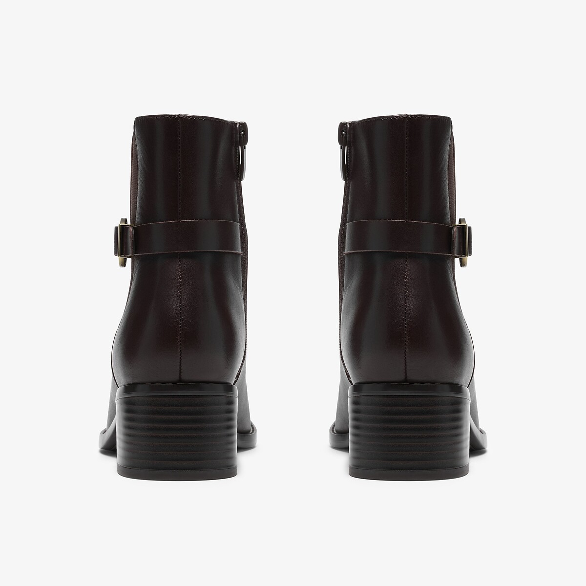 Botines de piel con tacón, WRENN BUCKLE marrón oscuro, CLARKS