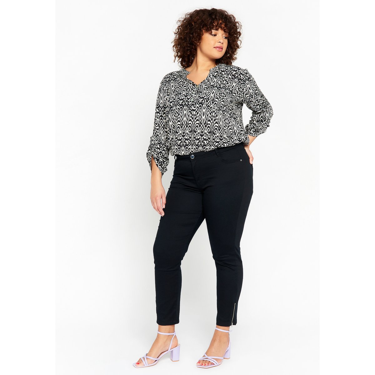 Pantalon coupe slim noir, LOLALIZA