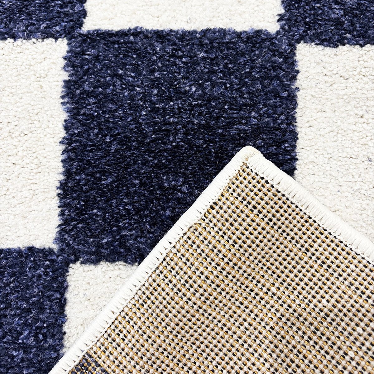 Tapis damier bicolore TERRA DEL SOL bleu, NAZAR RUGS X PANTONE