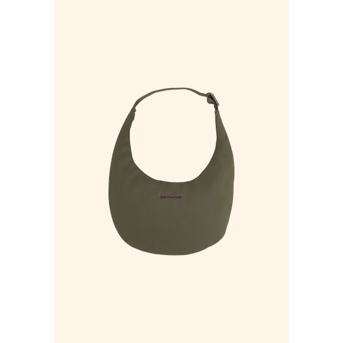Sac New B demi lune en coton, RAYURES kaki, GABRIELLE PARIS