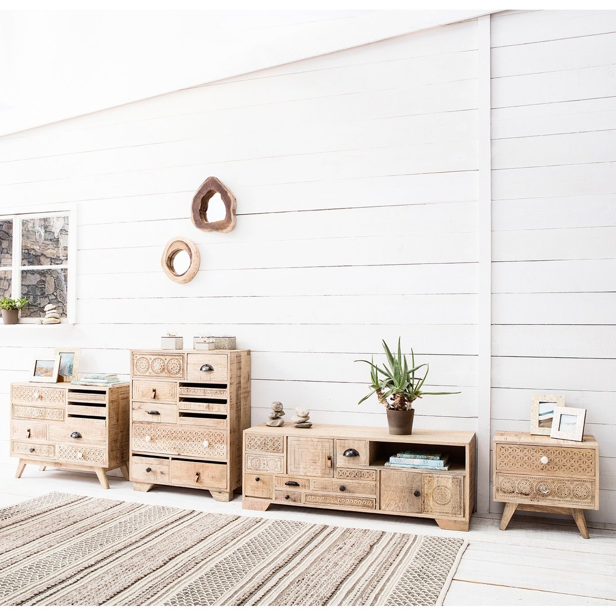Commode 10 tiroirs en manguier, PURO bois clair, KARE DESIGN