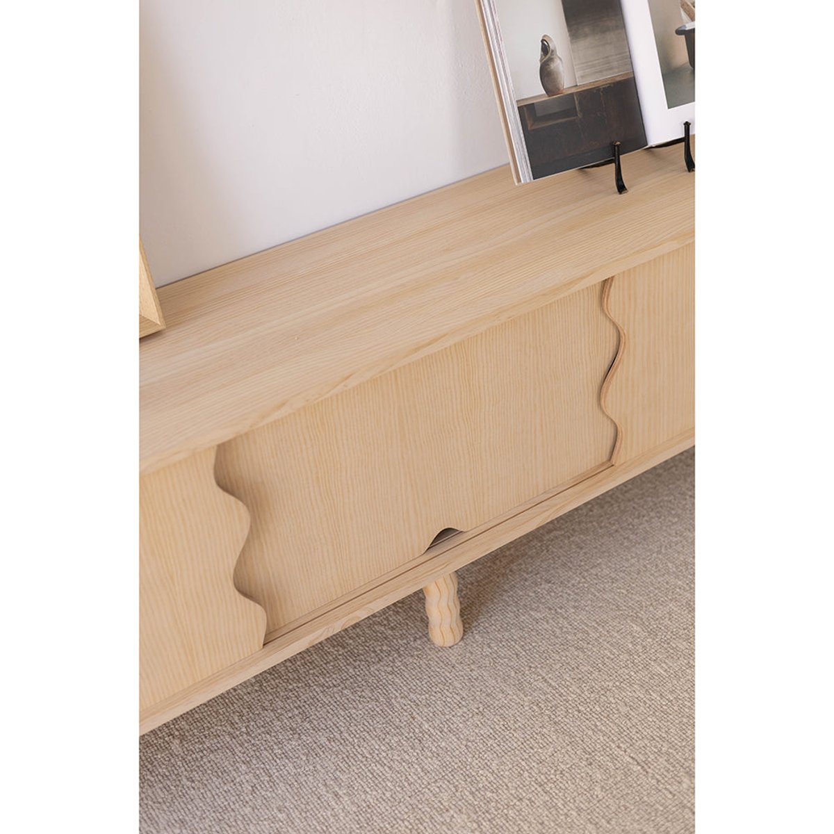 Meuble TV en pin massif non verni MALARET bois clair, NAAN FURNITURE