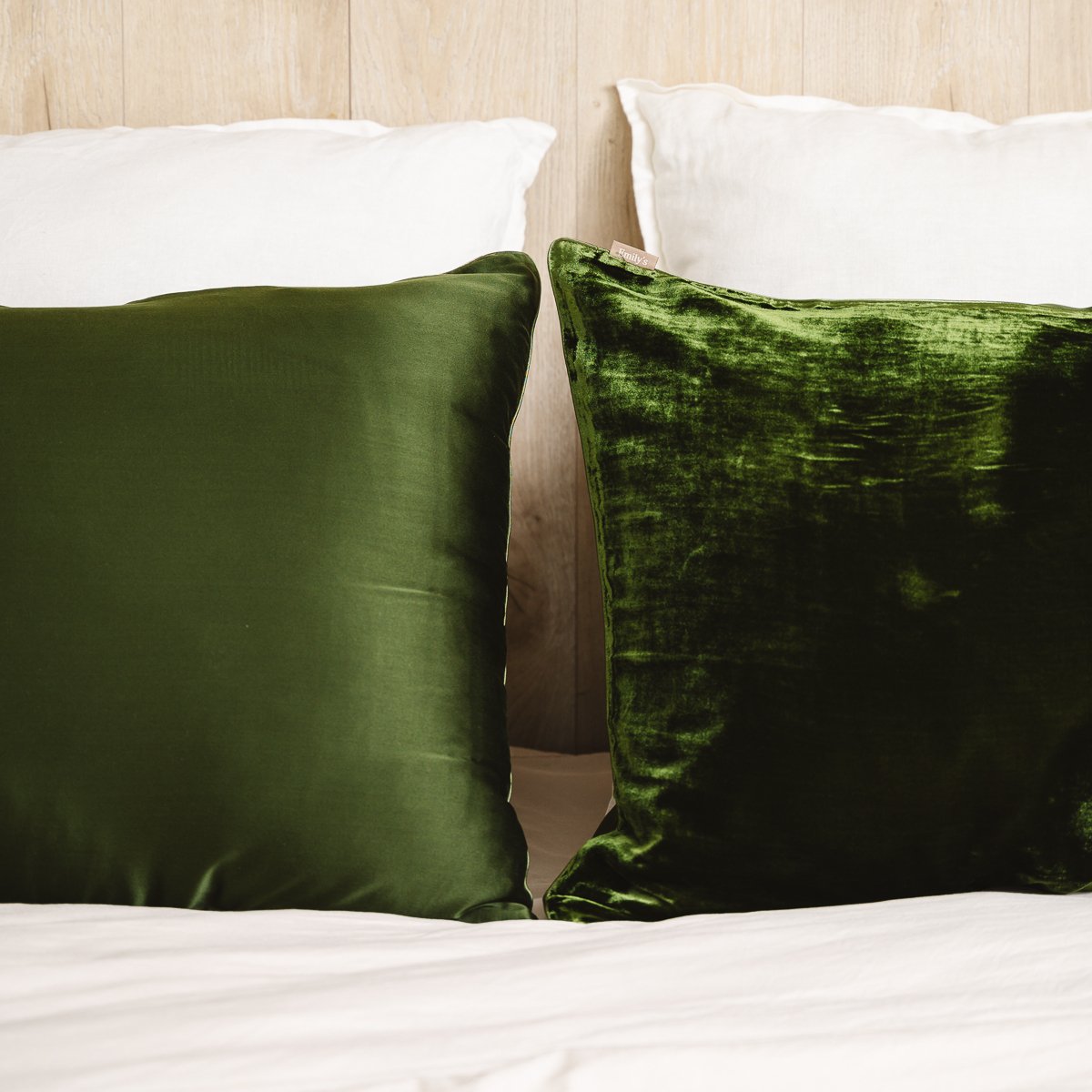 Taie d'oreiller bi-face - Soie et velours vert, EMILY'S PILLOW