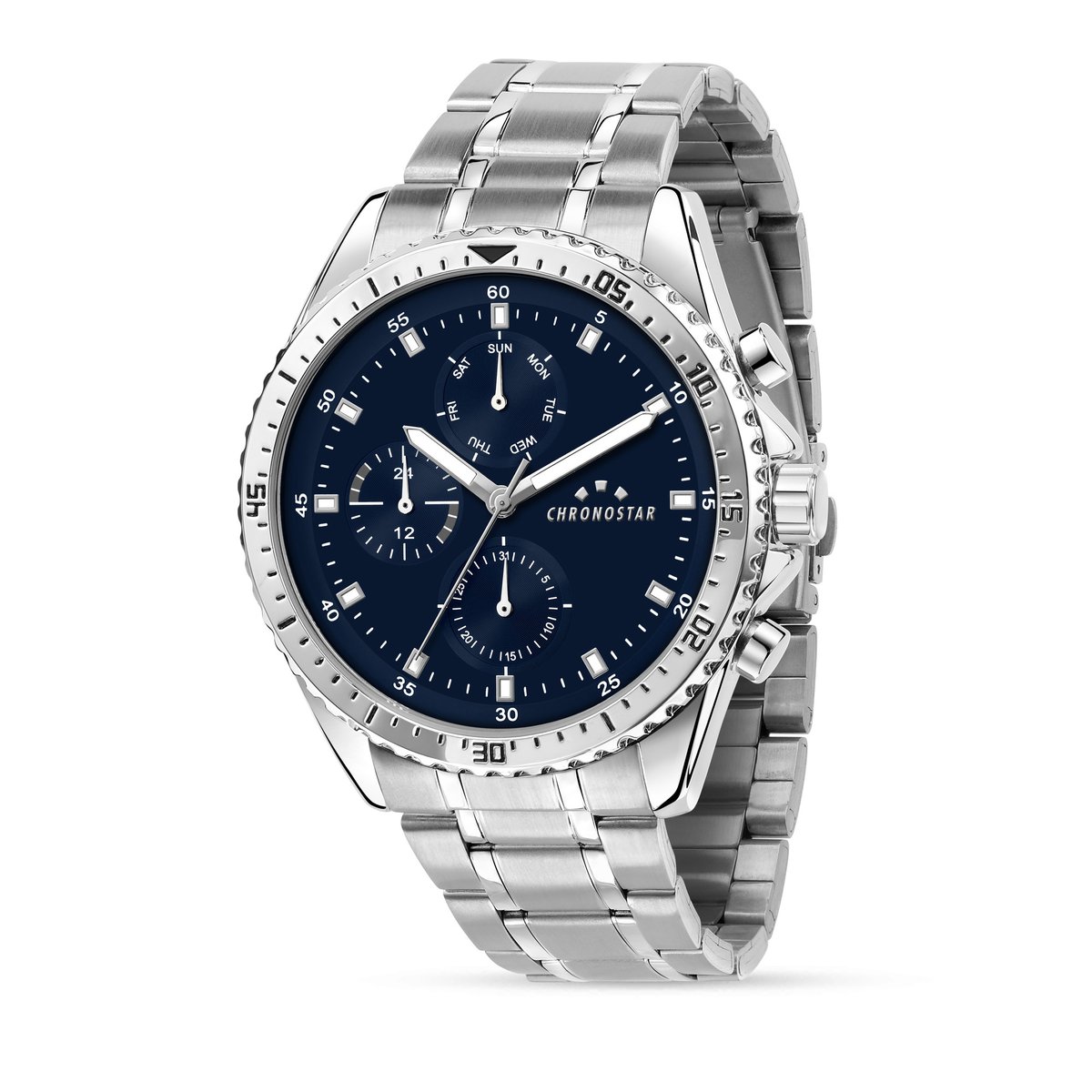 Montre multifonction RACE bleu, mat, CHRONOSTAR