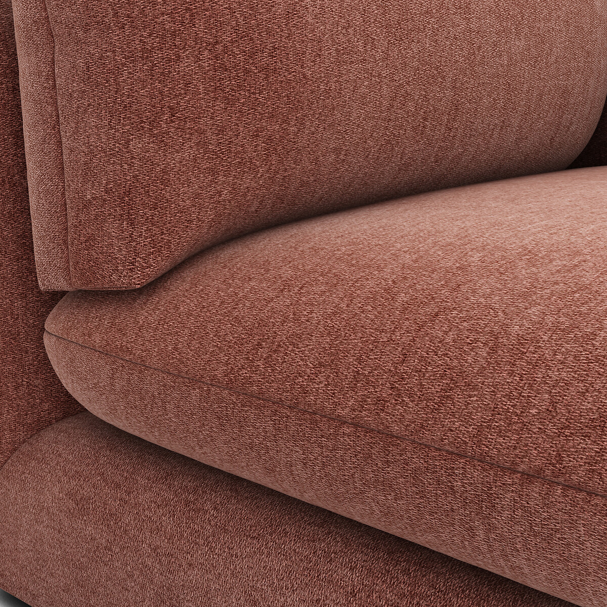 Modulaire 3-zitsbank met poef, gemêleerd polyester, Malo roze steenrood, LA REDOUTE INTERIEURS