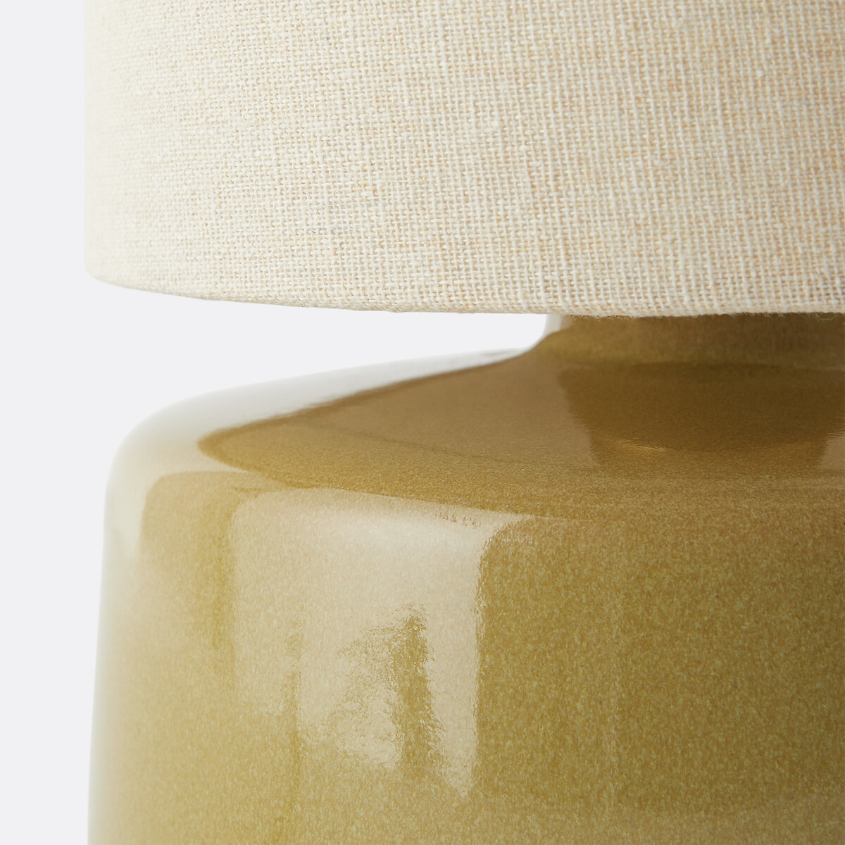 Lampe à poser, en céramique et lin, hauteur 35 cm, AMAGA vert, LA REDOUTE INTERIEURS