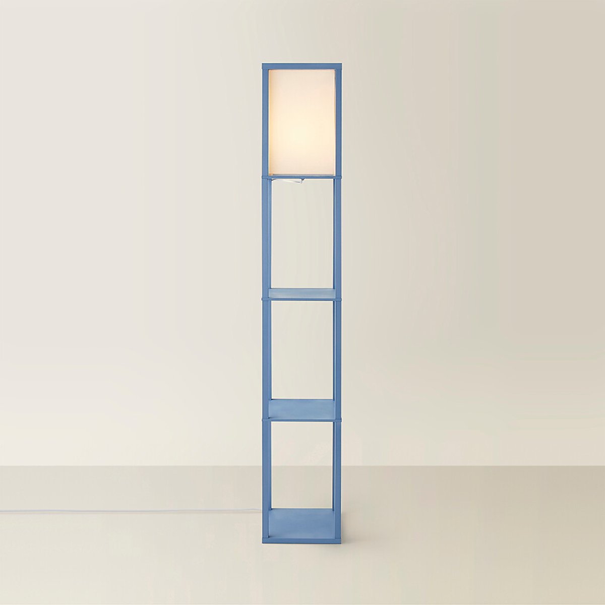 Scottie Painted Wooden Shelves Floor Lamp blue, SO'HOME