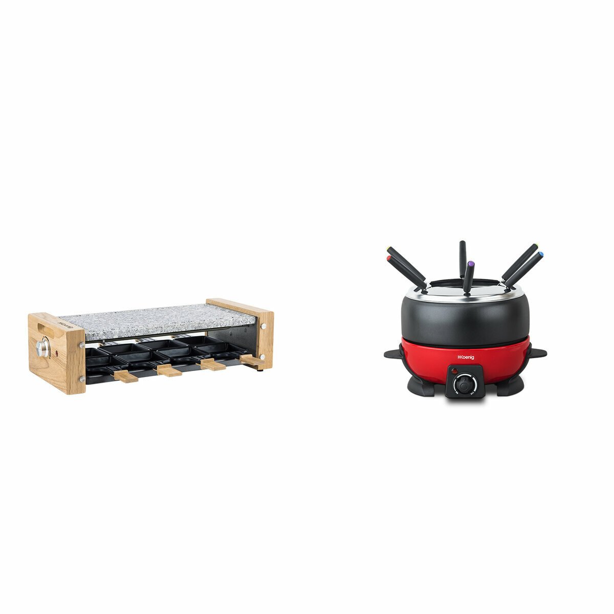 appareil a fondue 2 l et raclette/pierre a cuire 8 personnes - alp1800 +wod8 gris, H.KOENIG