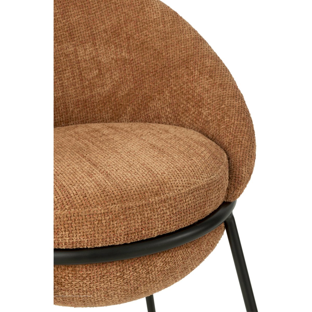 Tabouret de bar en tissu et pieds en fer terracotta tissu et fer noir, RECOLLECTION