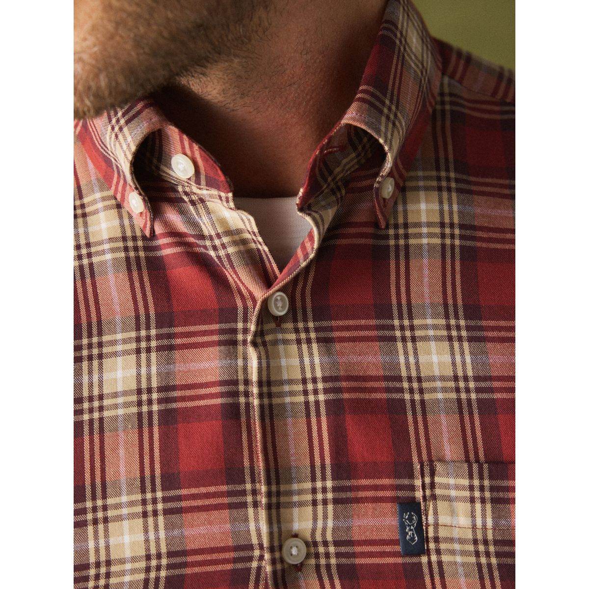 Chemise oxford standard boutonnée rouge à carreaux, NEXT