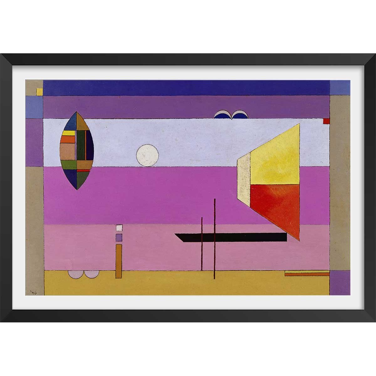 Poster Colds Stripes par Wassily Kandinsky affiche + cadre en bois - noir, HEXOA