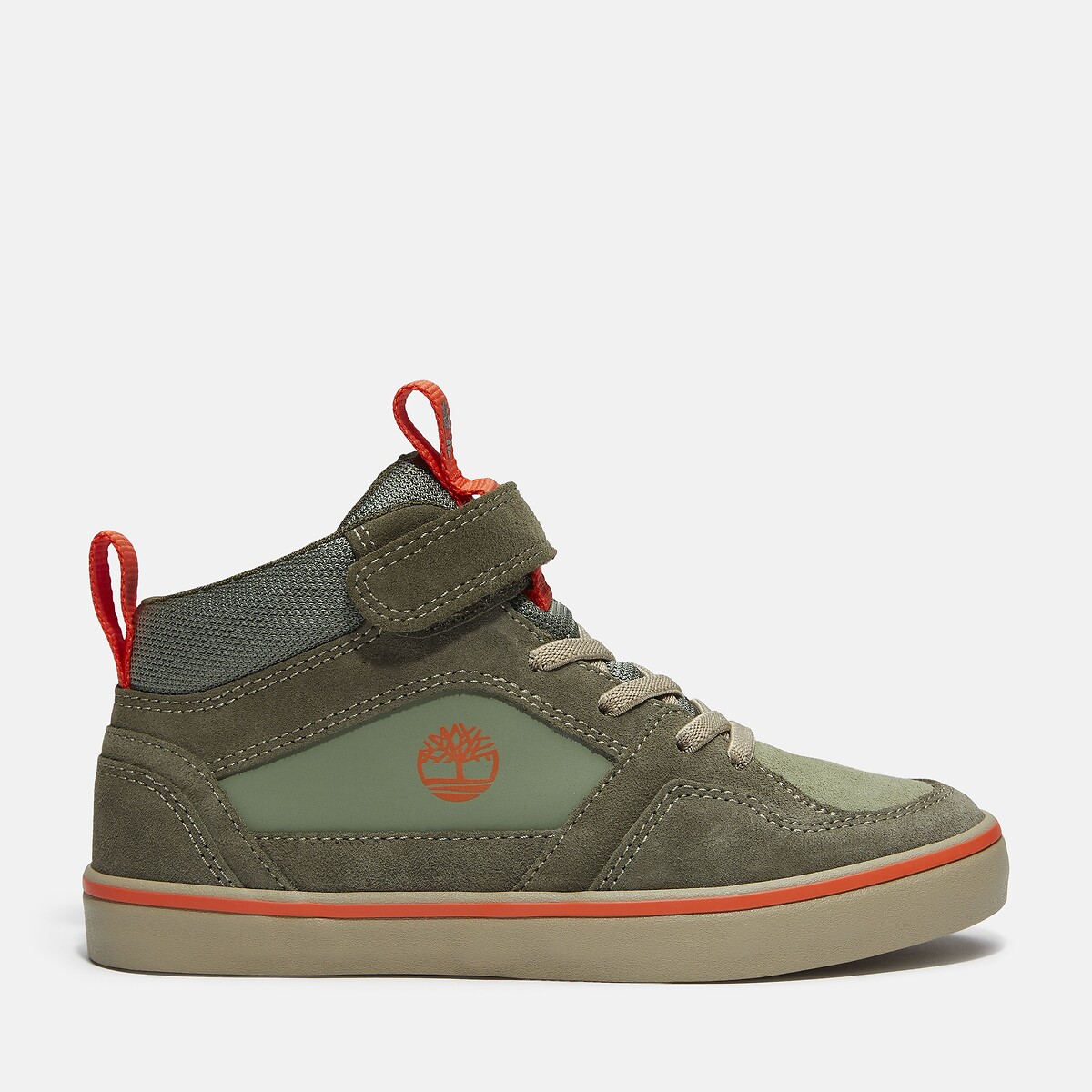 Baskets en cuir, à lacets élastiqués, STONE JUMP MID HOOK & LOOP kaki, TIMBERLAND