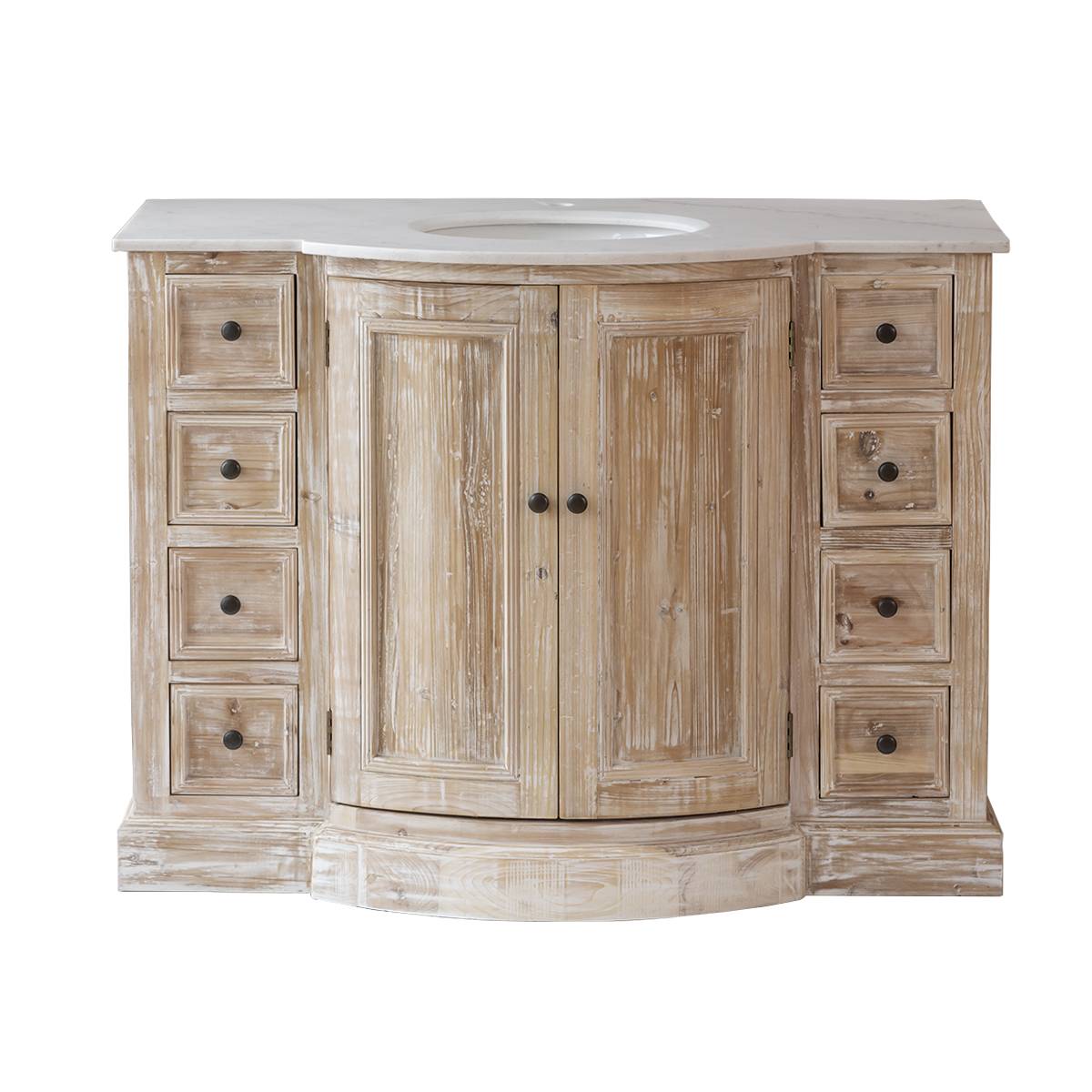 Meuble sous vasque en bois recyclé OCTAVIE bois clair, MADE IN MEUBLES