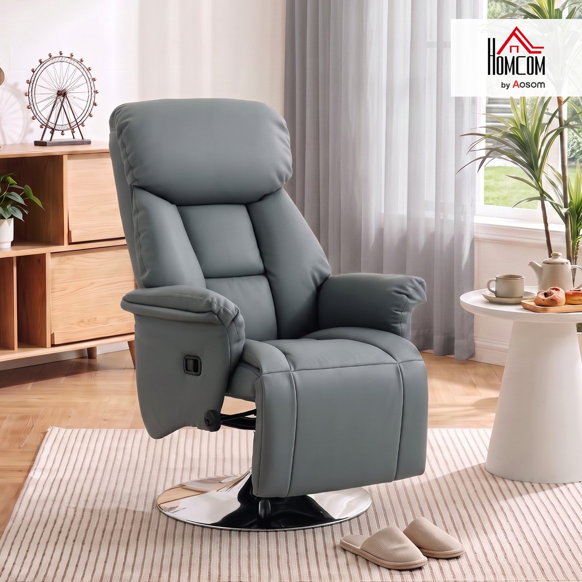 Fauteuil inclinable Polyuréthane Gris gris, HOMCOM