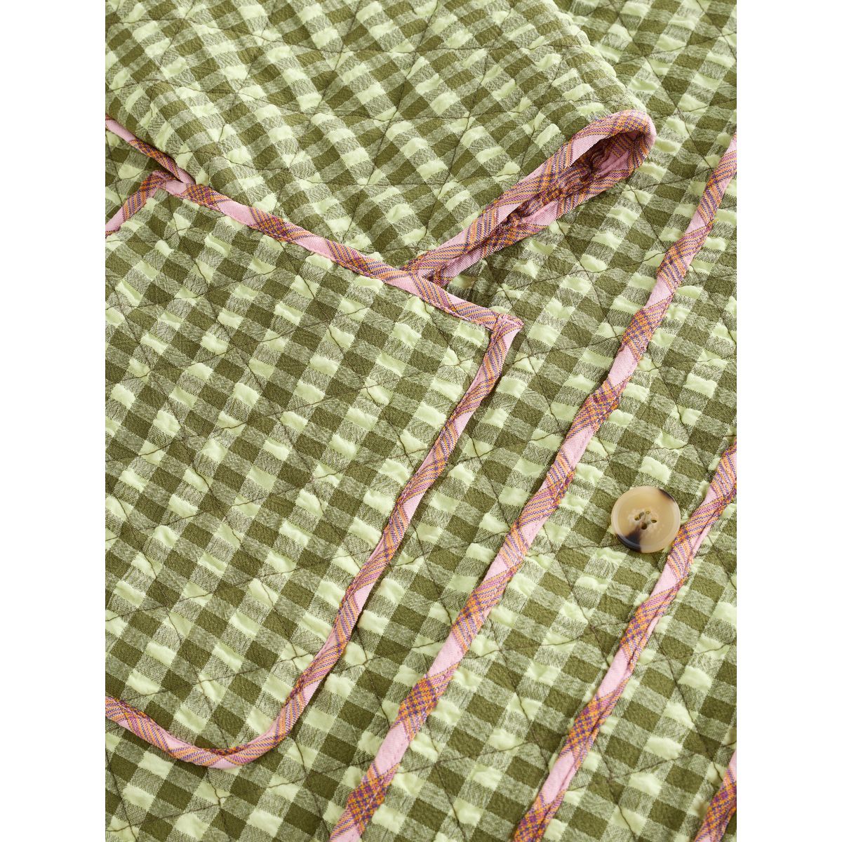 Veste matelassée à motif vichy réversible rose et vert, NEXT