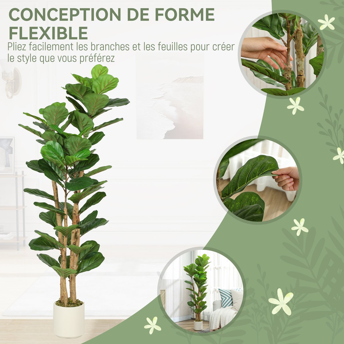 Plantes artificielles PEVA Vert vert, HOMCOM