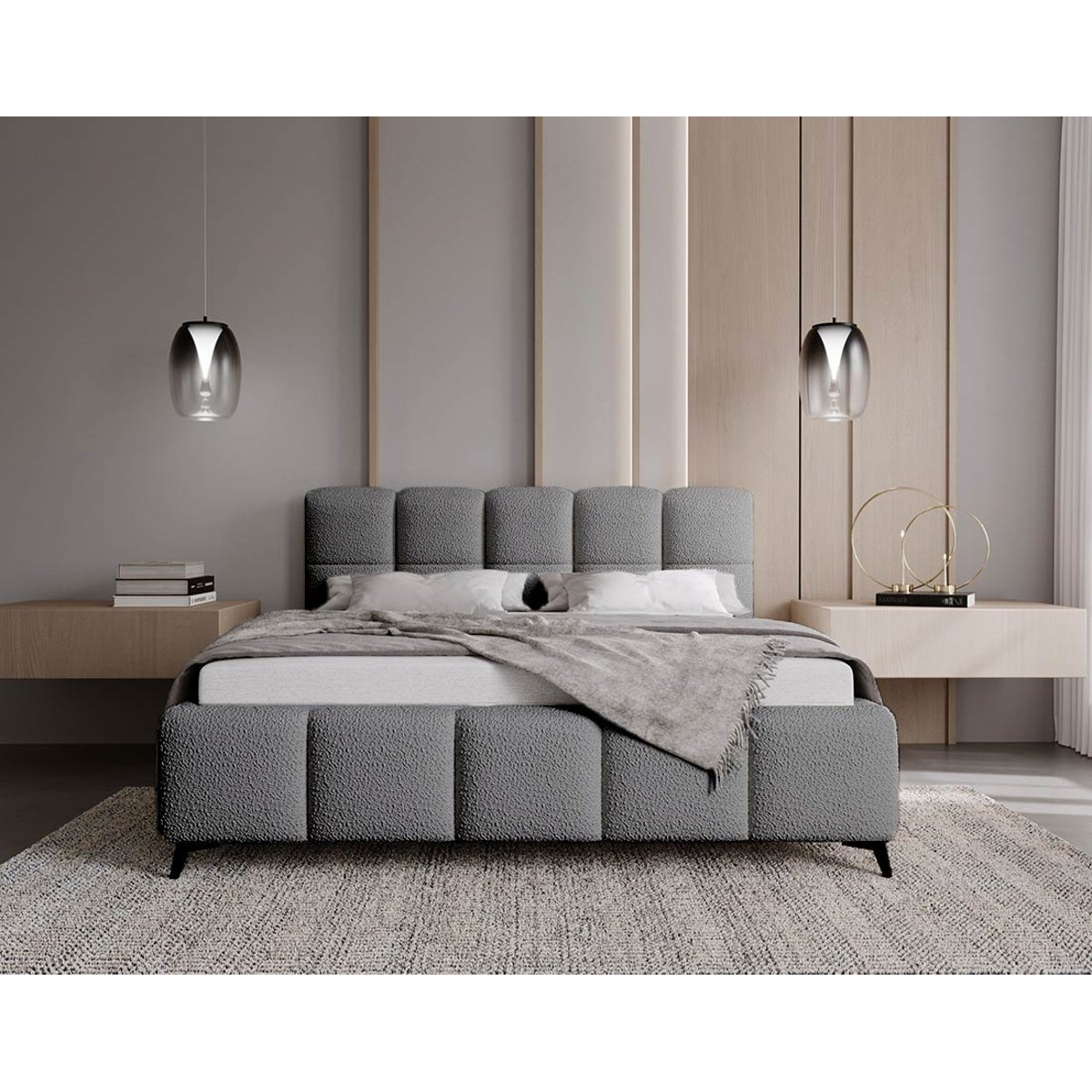 Lit coffre - PAULITO gris, BEST MOBILIER