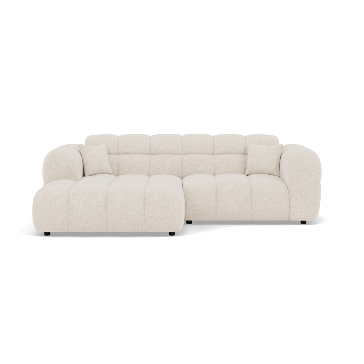Canapé d'angle gauche en tissu texturé, MINI RAY beige, BEST MOBILIER