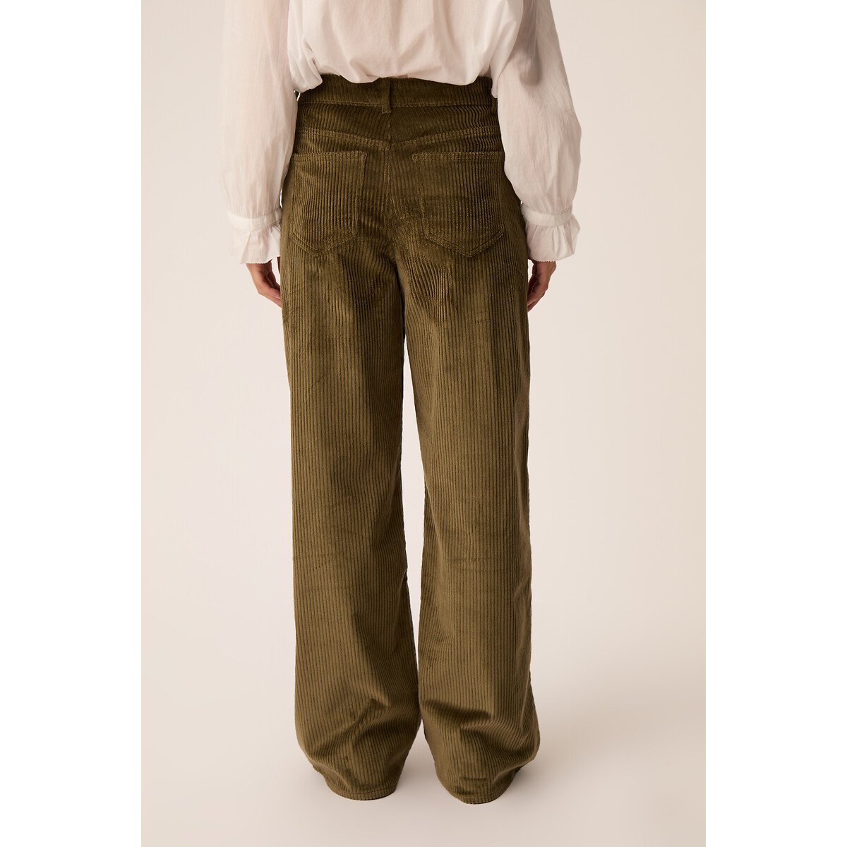 Pantalon large en velours côtelé, TEDETTE kaki, DES PETITS HAUTS