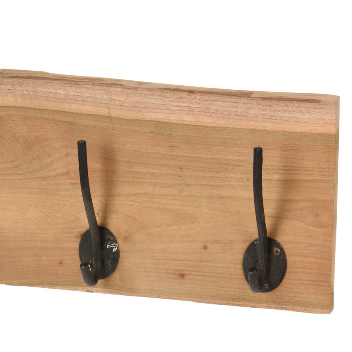 Portemanteau mural en teck 4 crochets 50x6x13cm bois, WADIGA