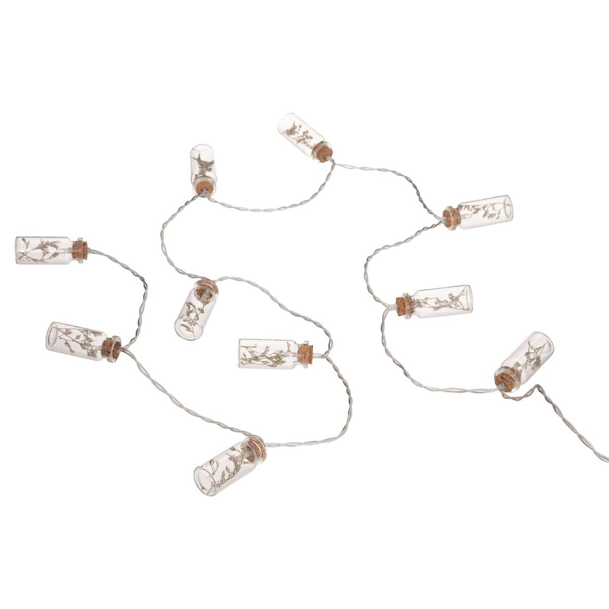 Guirlande LED bouteilles verre à pile FLEUR beige, ATMOSPHERA