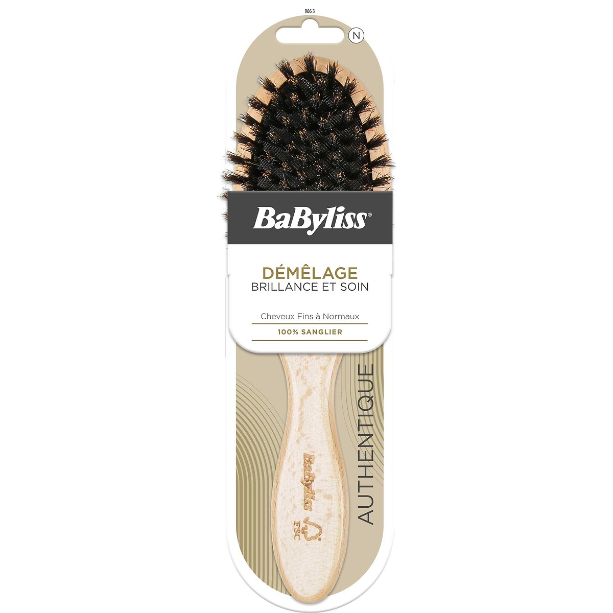 Pneumatische Holzbürste 100 % Wildschwein schwarz, BABYLISS