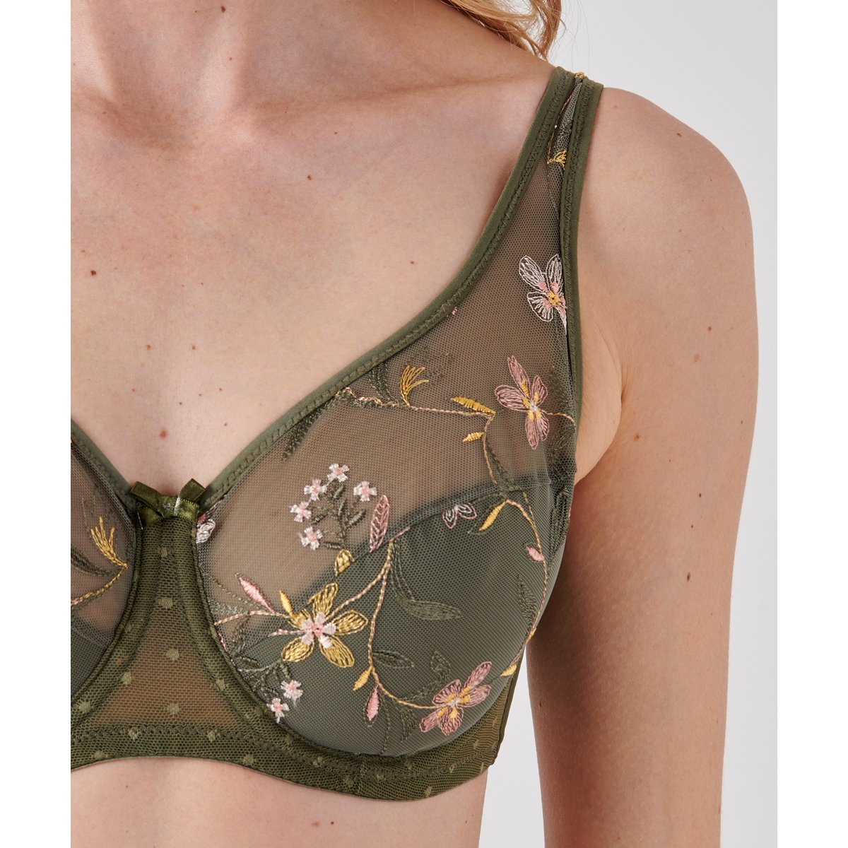 Soutien-gorge à armatures brodé LYNA vert kaki, DAMART