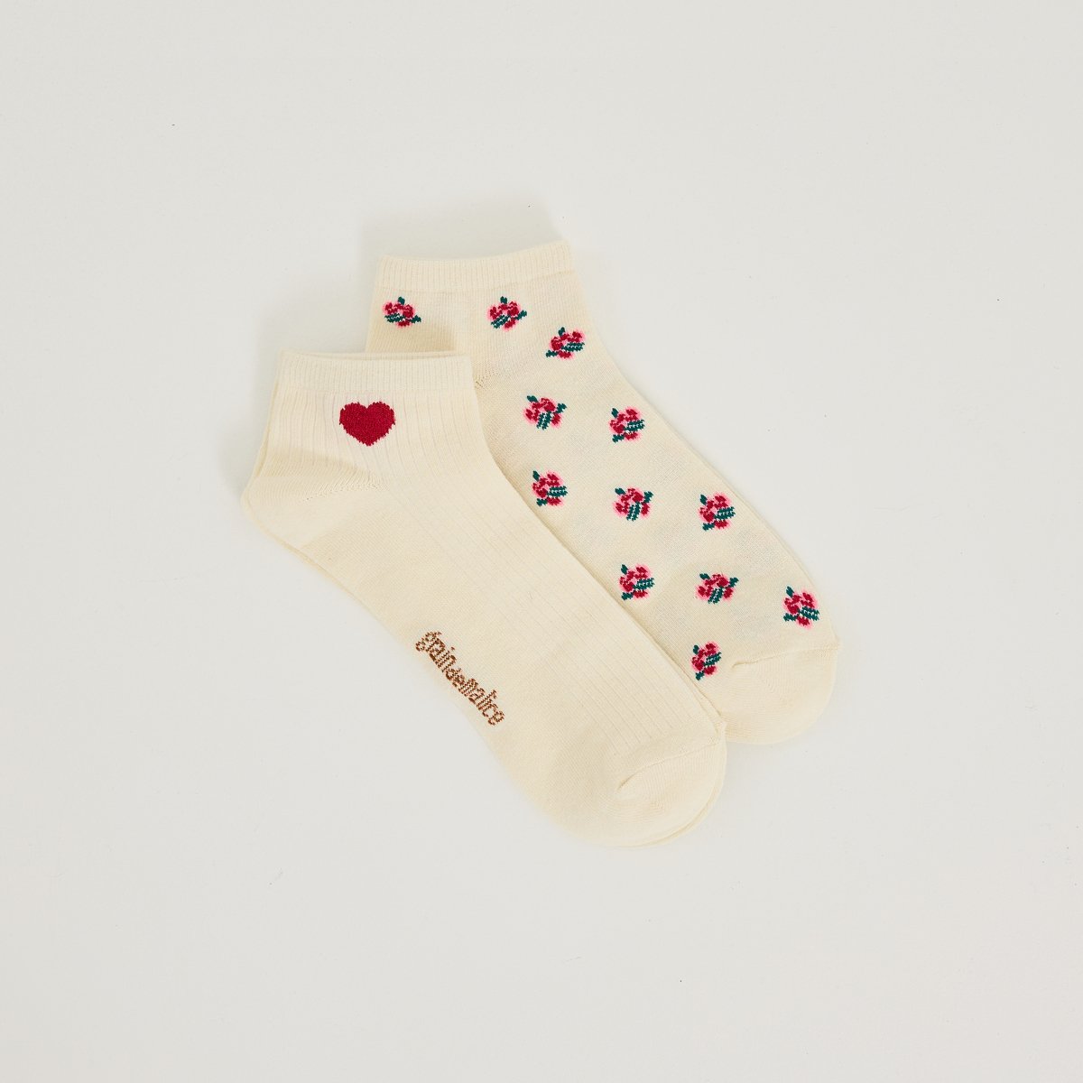 Lot de 2 paires de socquettes blanc cassé ecru, GRAIN DE MALICE
