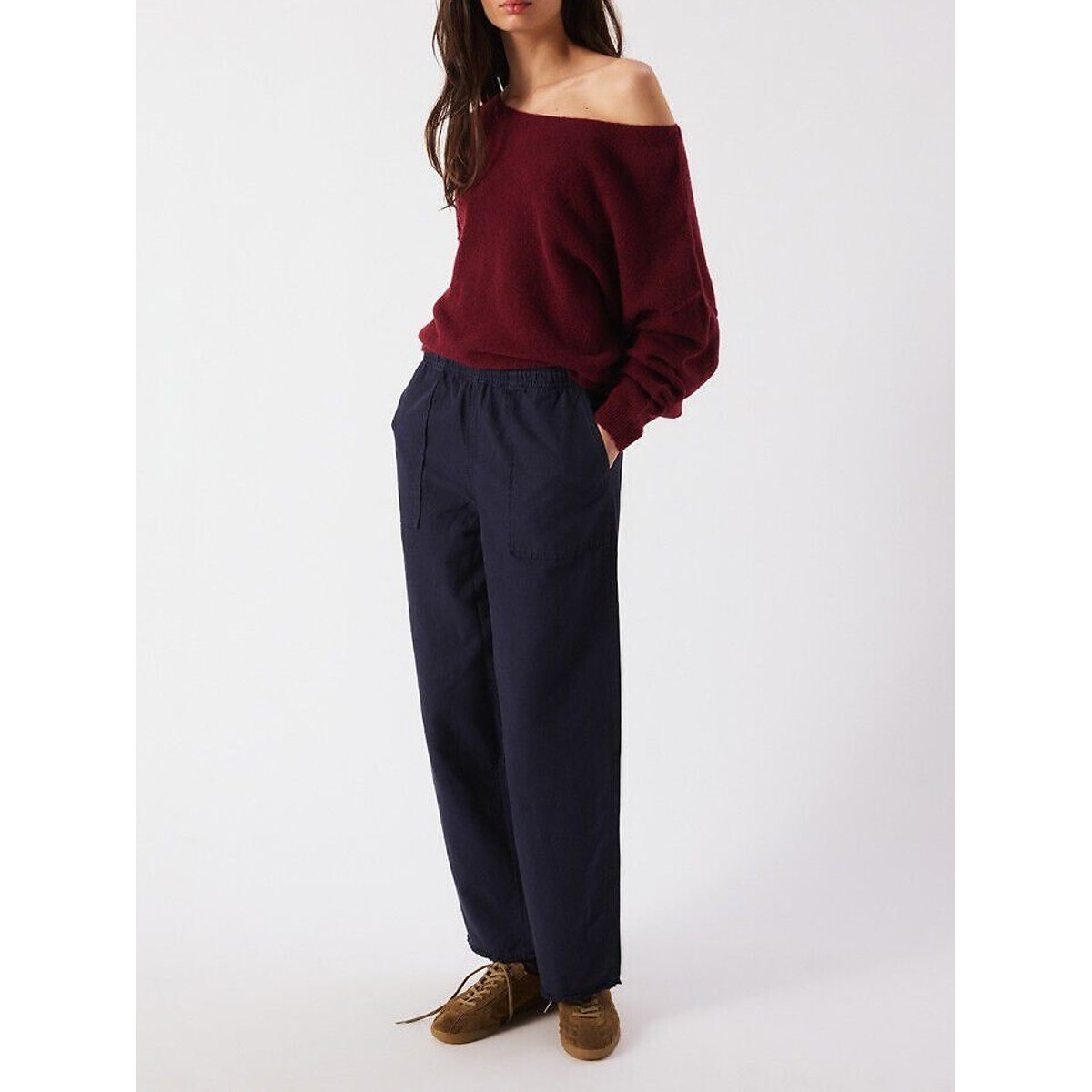 Damsville Boat Neck Jumper in Chunky Knit cherry, AMERICAN VINTAGE