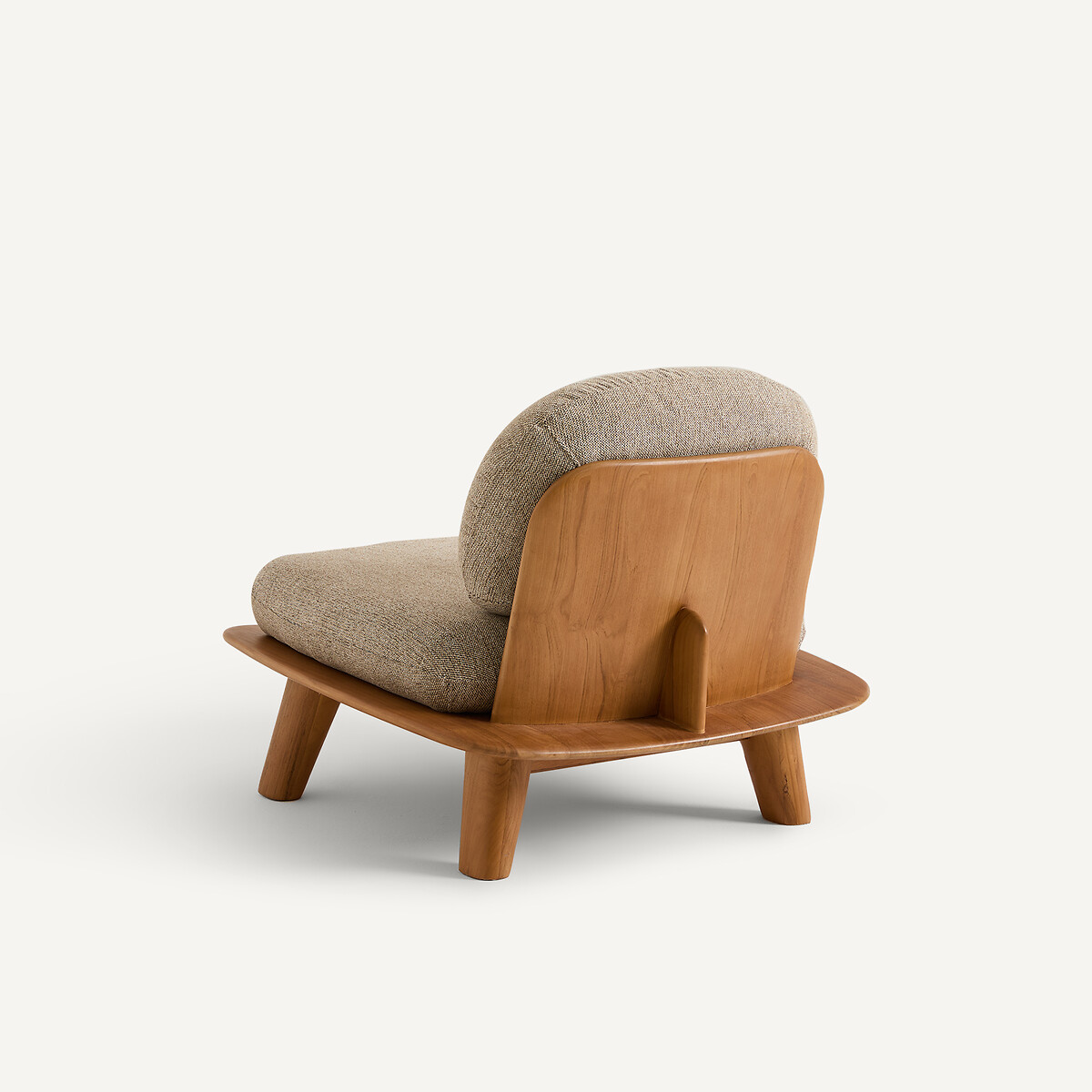 Fauteuil en teck massif et coussins en tissu chiné, MAZAI teck, AM.PM