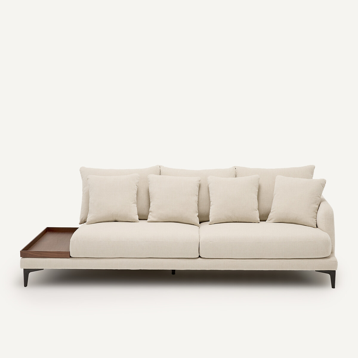 Demi-canapé avec plateau, en polyester natté, MODERNISTE ivoire, EMMANUEL GALLINA X AM.PM