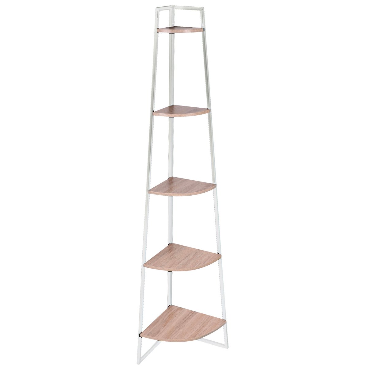 Étagère d'angle en bois et métal blanc 5 étages 36x36x180cm blanc, WADIGA