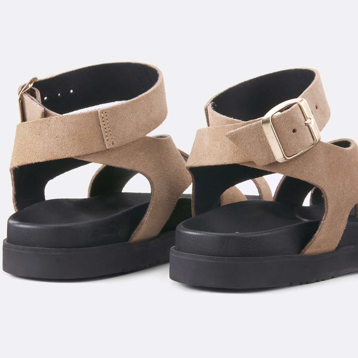 Sandales entre-doigt en cuir beige, LA REDOUTE COLLECTIONS
