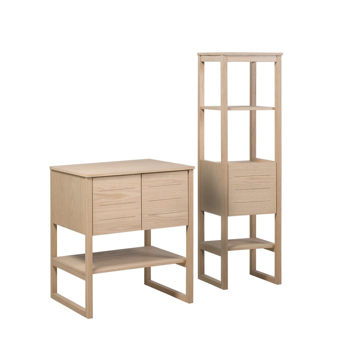 Meuble simple +vasque +colonne ATOLL bois clair, MOB IN