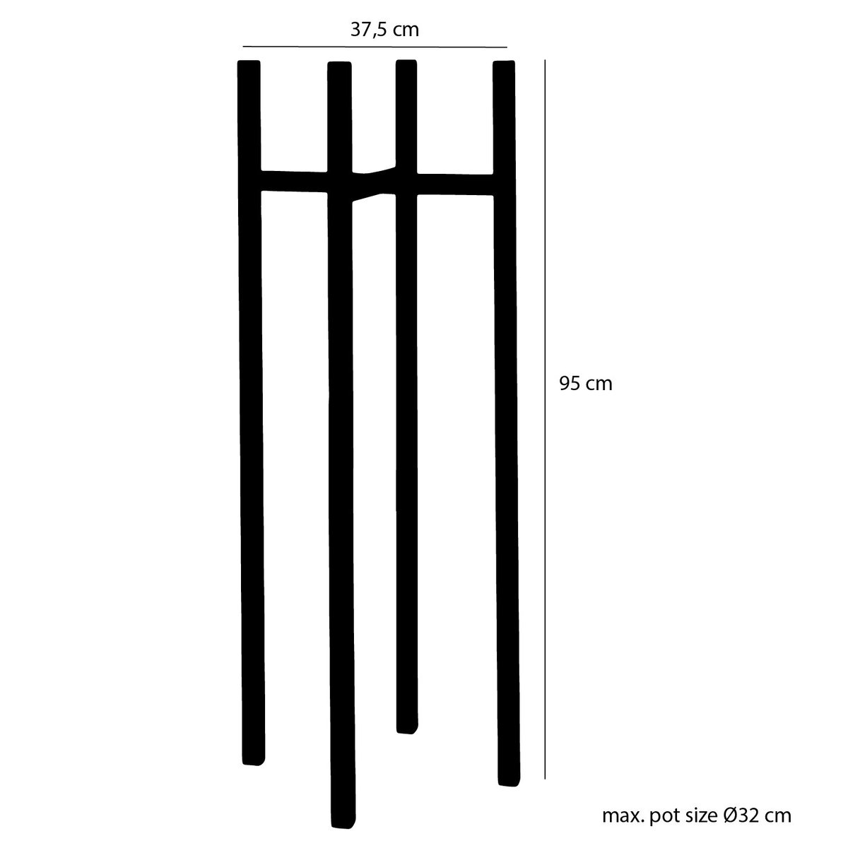 Support pour plantes H95 cm ASCOT XL noir, MICA DECORATIONS