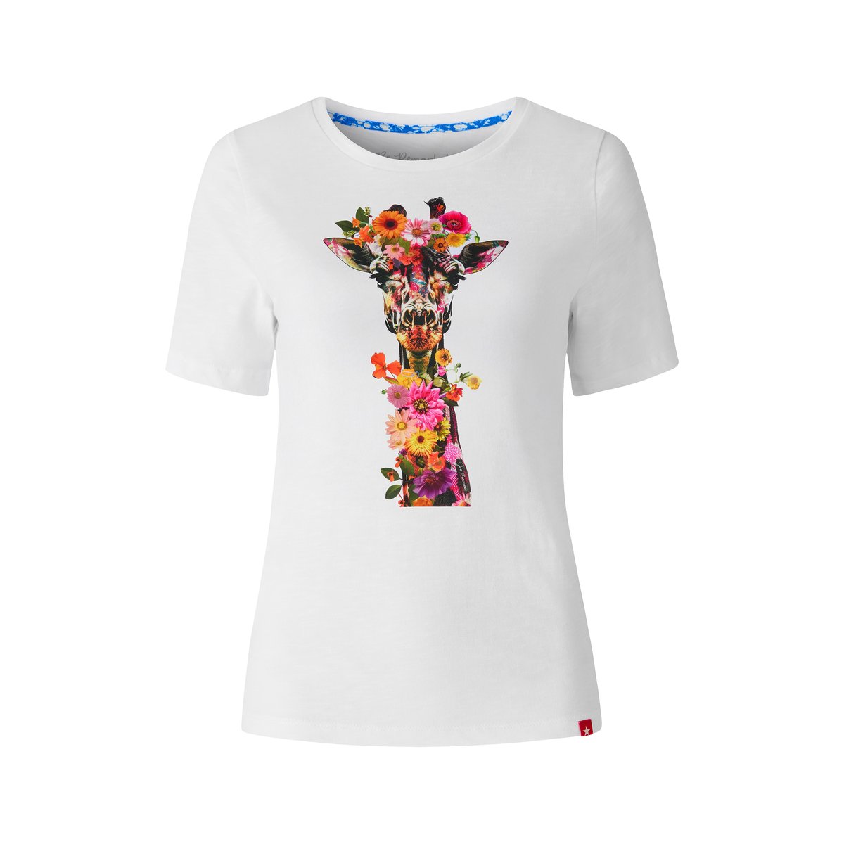 T-shirt à motif girafe et fleurs blanc, JOE BROWNS