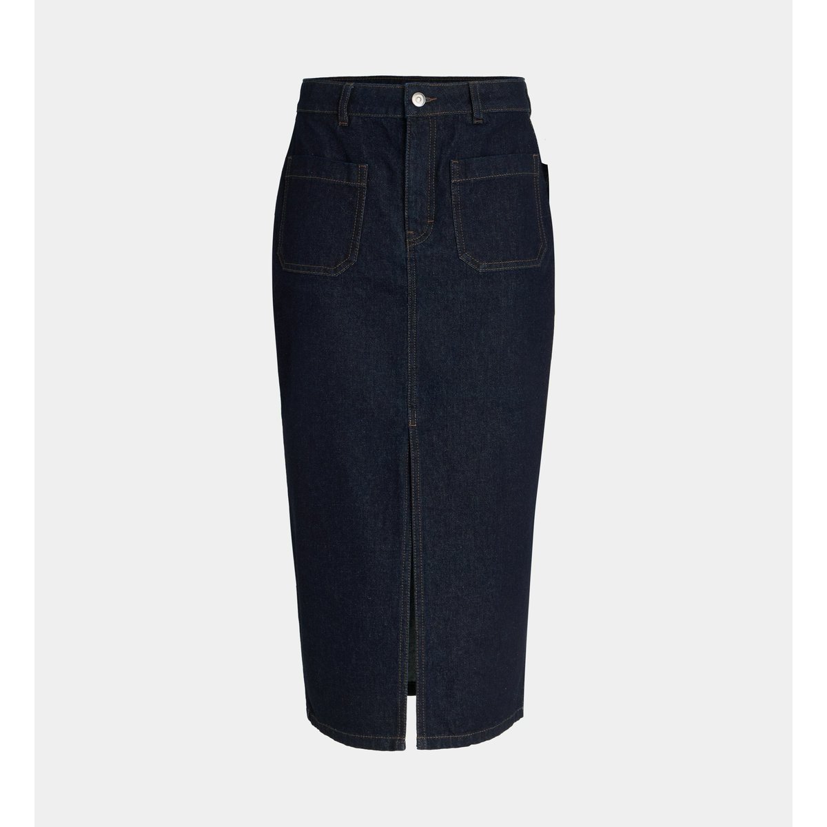 Jupe redford skirt droite et longue en denim de coton bleu foncé, GALERIES LAFAYETTE
