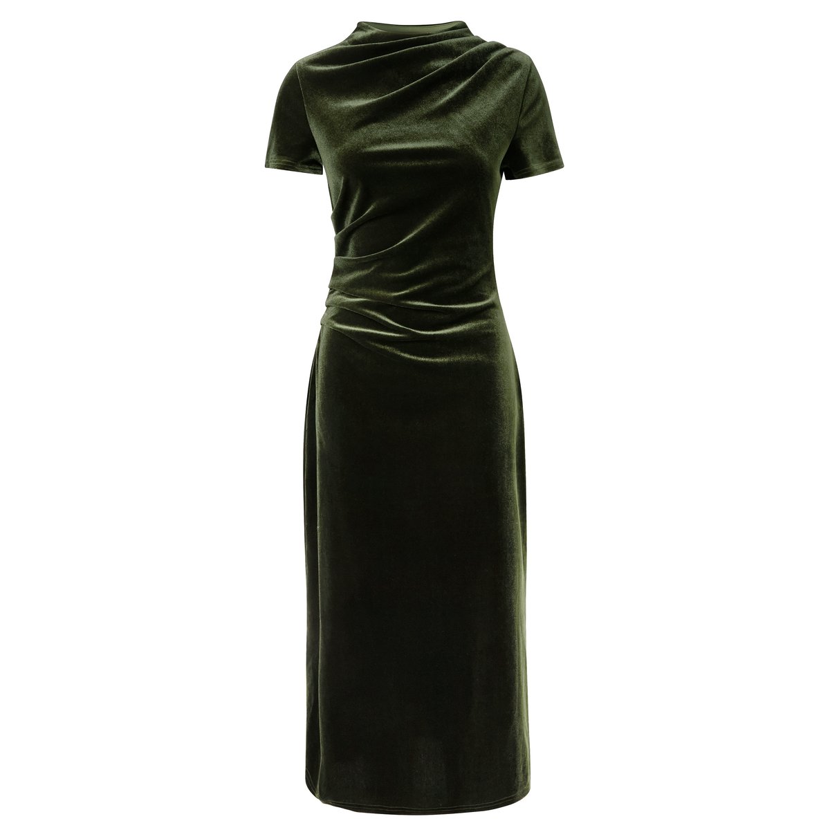 Robe Froncée en Velours Isabella vert, JOE BROWNS