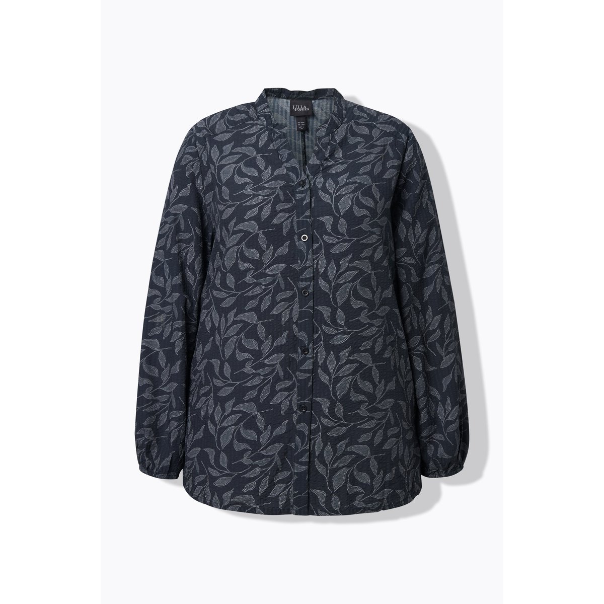Chemisier en cupro mélangé, motif feuilles noir, ULLA POPKEN