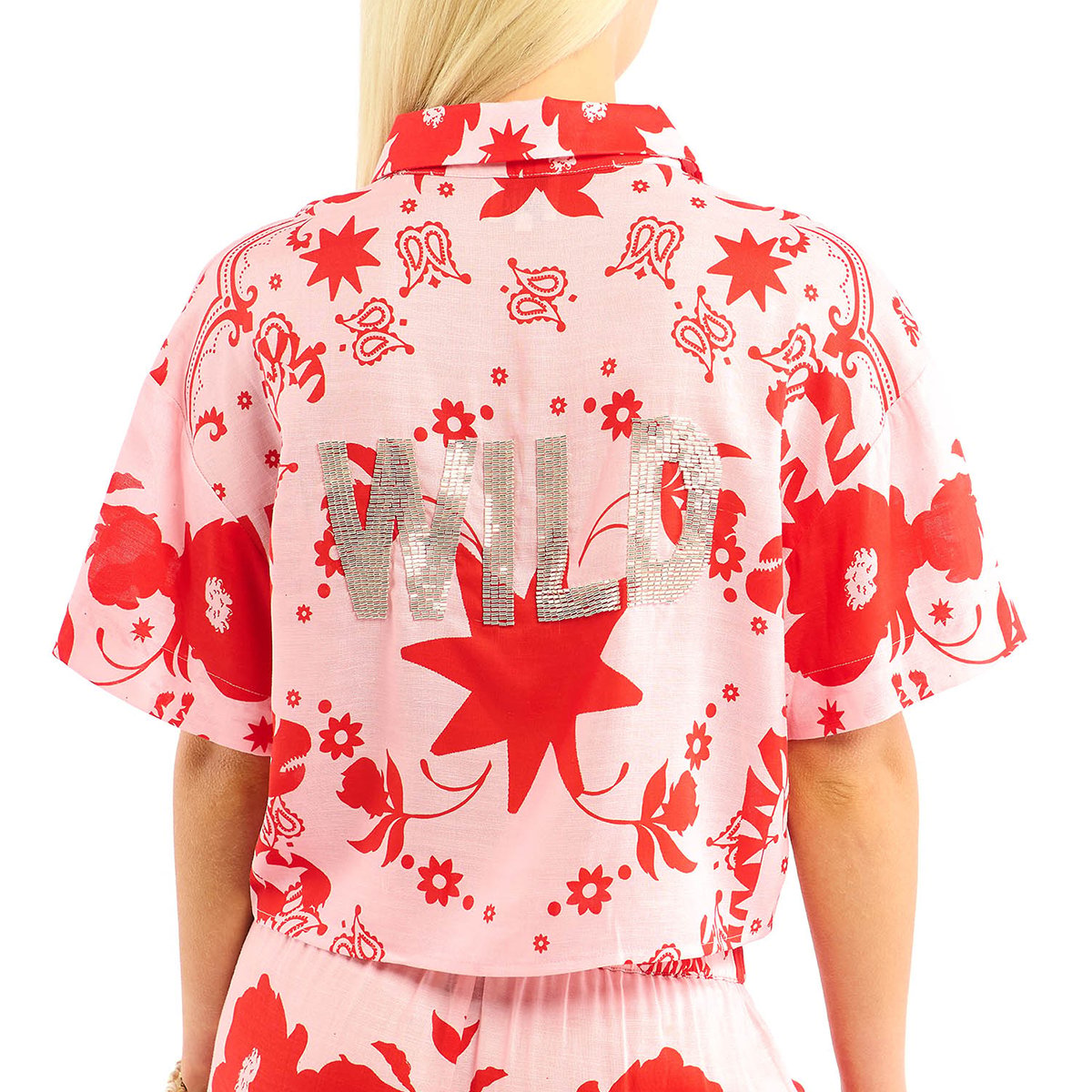Chemise à motifs manches courtes HORIANE rose, WILD