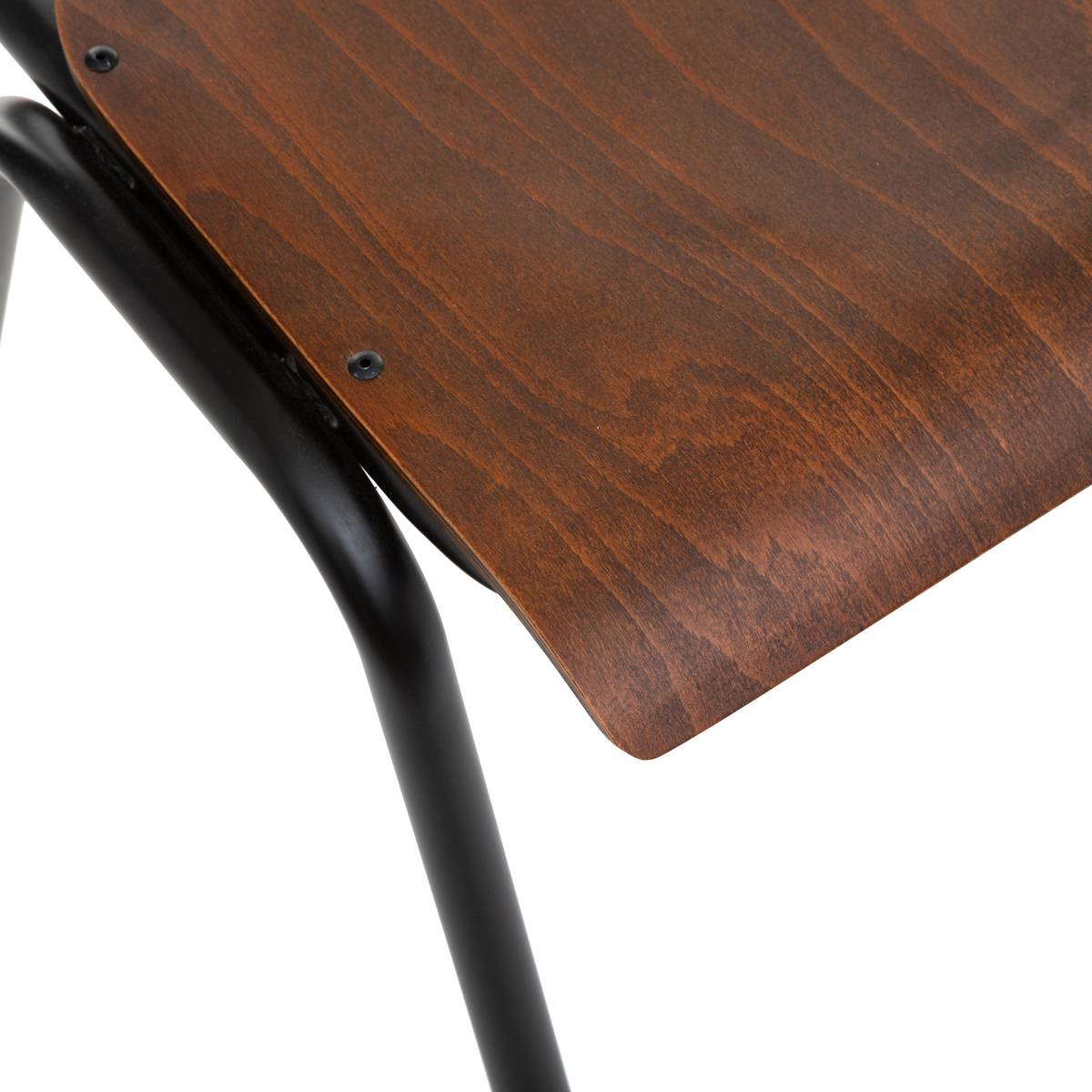 Chaise d’écolier empilable en métal et bois KIEL marron, ATMOSPHERA